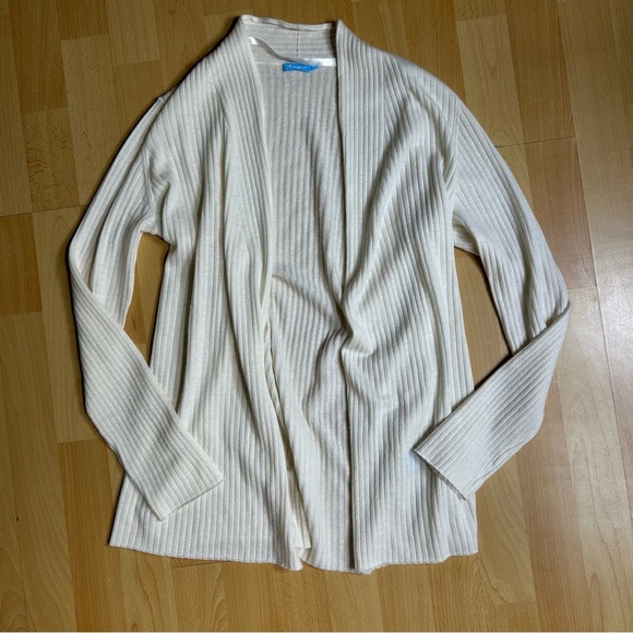 J. McLaughlin Cream Ella Open Front Cardigan 100% Cashmere - Picture 3 of 8